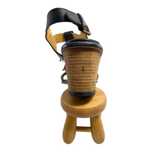 Isabel Marant Black with Brown Gold Rust Tasseled Chunky Heeled 39 Sz 9 Sandals - Picture 4 of 13